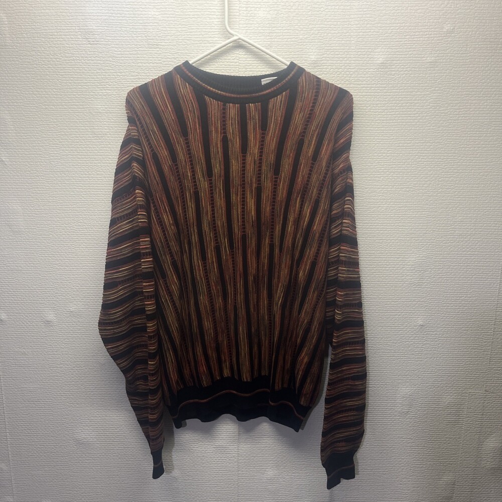 Protege 3d knit Striped Knit Coogi Style Sweater Multicolor L Men's Crew Neck